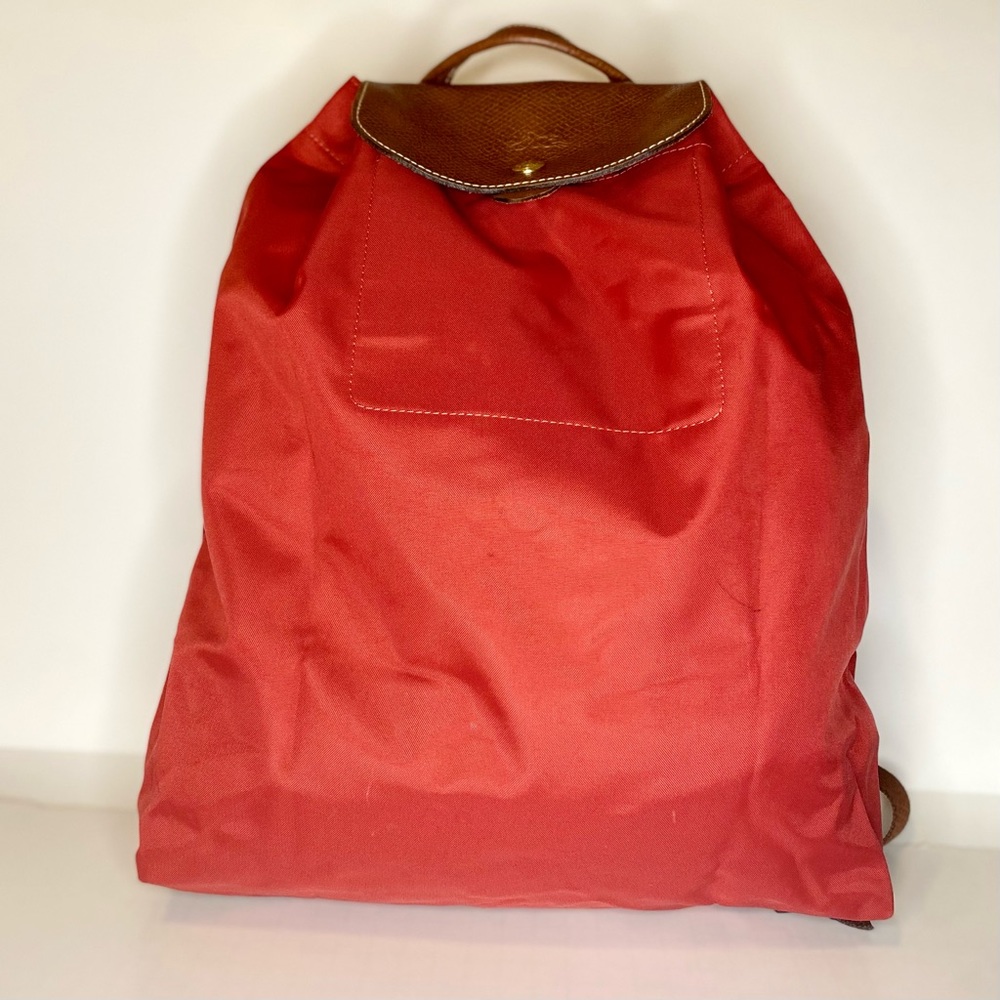 Longchamp Le Pilage Red, Foldable, Nylon and Leather Backpack